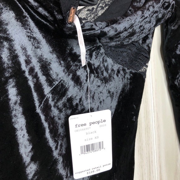 Free People Kat Lace Faux Wrap Velvet Mini Dress - Picture 10 of 11